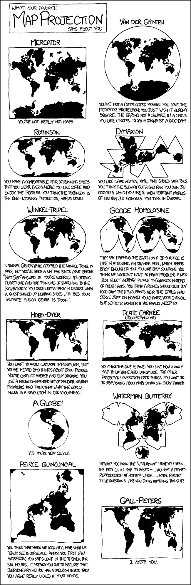 xkcd comic strip on map projection